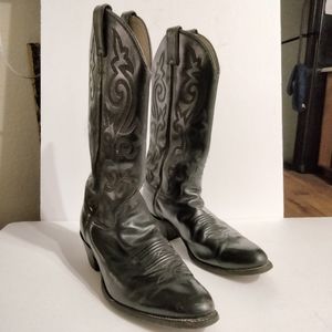 Justin Black Leather Women's Size 9 Cowboy Boots
